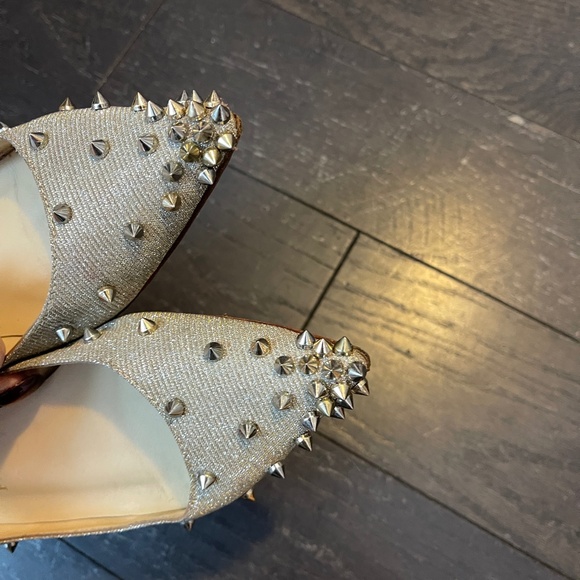 Christian Louboutin Metallic Gold/Silver Lurex Degraspike Ballet Flats size 39 - Picture 11 of 11